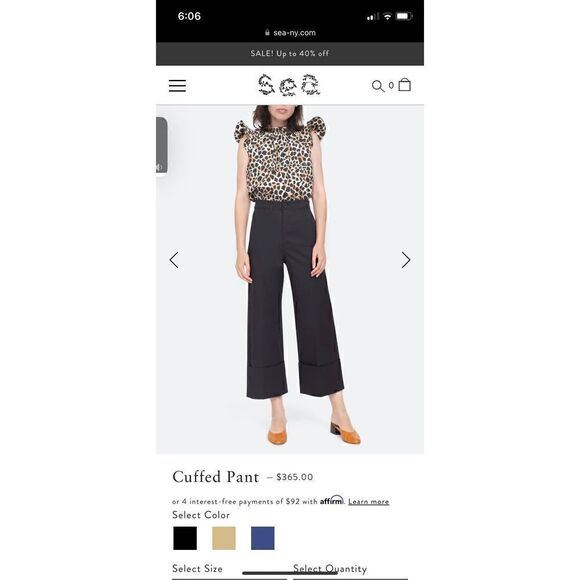 SEA New York Cuffed Pant size 6 - Picture 6 of 6